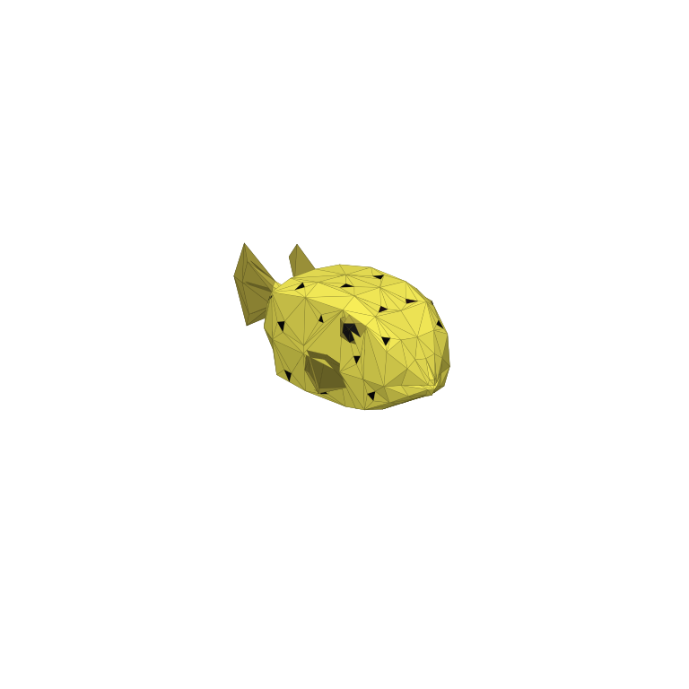 In-game creature asset render of Yellow Boxfish