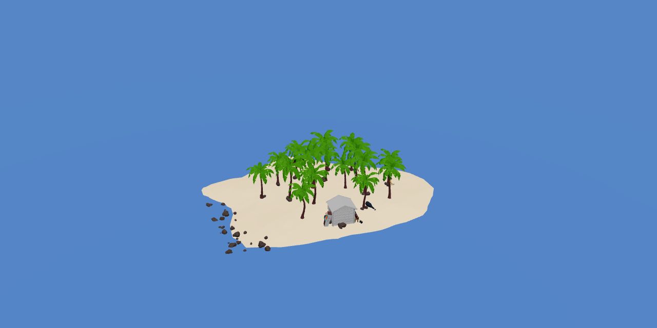 Desert Island scene from the How to Fish 3D island model